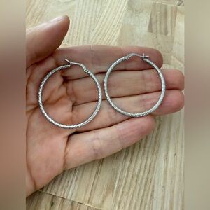 JCM 925 Sterling silver textured hoop earrings